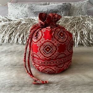 VERA BRADLEY Paprika 2009 Ditty Bag Drawstring Plastic Lined Orange Red Y2K